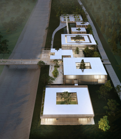 Taiyuan Botanical Garden, Delugan Meissl; Valentien Valentien; China; Landschaft; Botanischer Garten; Gewchshuser; Museum; Neubau; Empfangsgebude; Schwebende Aussichtsplattform; kologie;