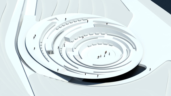 Taiyuan Botanical Garden, Delugan Meissl; Valentien Valentien; China; Landschaft; Botanischer Garten; Gew�chsh�user; Museum; Neubau; Empfangsgeb�ude; Schwebende Aussichtsplattform; �kologie;