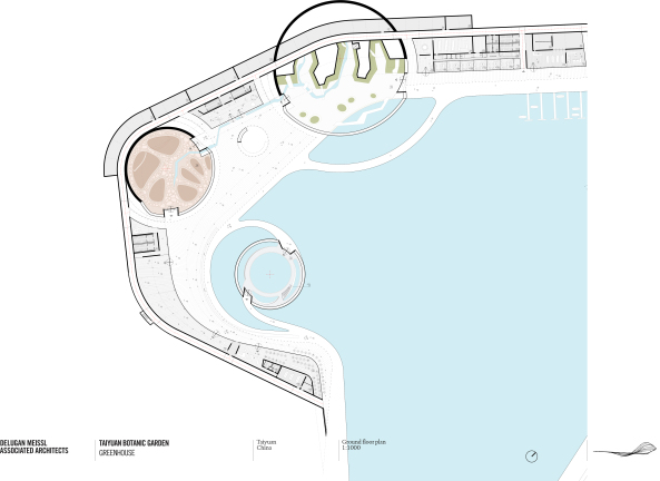 Taiyuan Botanical Garden, Delugan Meissl; Valentien Valentien; China; Landschaft; Botanischer Garten; Gew�chsh�user; Museum; Neubau; Empfangsgeb�ude; Schwebende Aussichtsplattform; �kologie;
