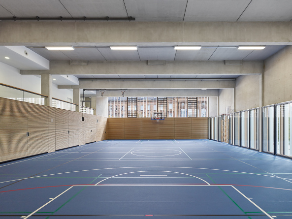 Olgastrae 109, Sporthalle, Gymnasium, Neubau, Gym, 2015, Kepler- und Humboldt-Gymnasium, Zooey Braun, Martin Gessert, h4a, Albrecht Randecker, Klaus Legner, Stuttgart, Mnchen, Wettbewerb, competition, new building, Wrfel, Block,