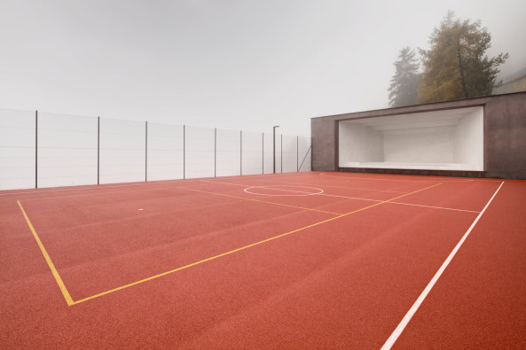 Afers, Pedevilla Architects, Brixen, Sdtirol, Kindergarten, Schule, Satteldach, Bergdorf, bauen in den Bergen, Bauen am Hang, baunetz, Architektur, Gebudeensemble