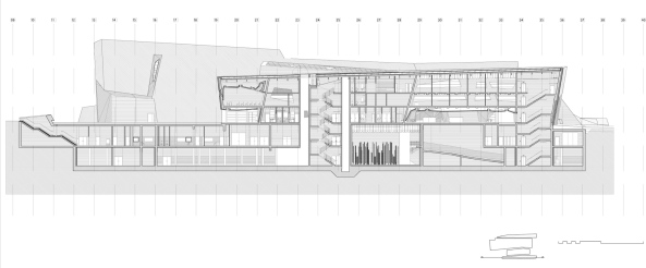 Kongresshalle, Kulturzentrum, Polen, 2016, 2015, Fernando Menis Arquitectos, Fertigstellung, Beton, Waschbeton, Poland, Europa, Europe, concert hall, cultural centre, Torun, Osteuropa, concrete, red, rot, Brutalismus, CKK Jordanki, city of Torun, Dekonstruktivismus, Hhle, hhlenartig, expressiv