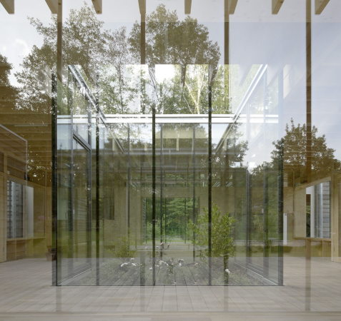 Kita, Hamburg, Kinderkrippe, Kraus Schnberg Architekten, Neubau, Holzhaus, Blockhaus, eingeschossig, single story, Wald, Bume, 2015, 2016, Germany, Deutschland, Europa, kindrefreundlich, Europe, Kindergarten, Pavillon, pavilion, Glas, Patio, Innenhof,