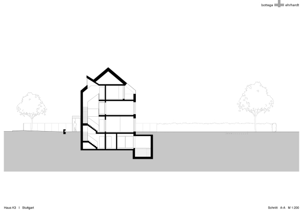 Wohnhaus von Bottega Ehrhardt in Stuttgart, Satteldach mit Pool, Fassade, Wohnhaus, Passivhaus, Baunetz, Baunetz-Meldungen, Haus K3, Suttgart Sonnenberg, Baurecht, Eternitplatten, Monolith, Bauen, Neubau, Hausbau, Eigenheim, Wohnen mit Schwimmbad, Architekt gesucht, Henning Ehrhardt und Giorgio Bottega, Schner Wohnen, Architekt Stuttgart, facade, house, small houses, best architects, gute Architektur, Architektur in Deutschland