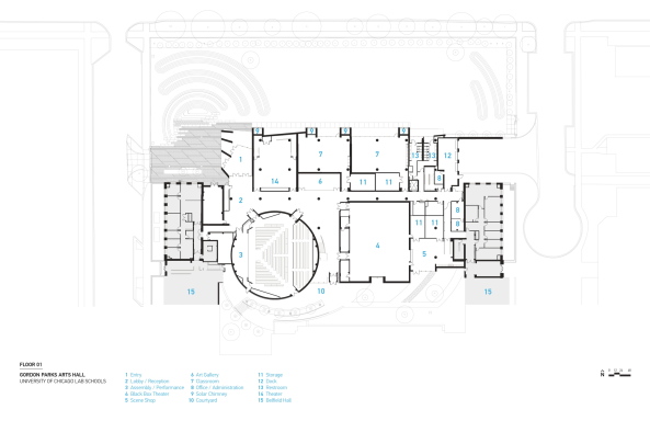 limestone, Gordon Parks Arts Hall, University of Chicago Laboratory Schools, lab school, John Dewey, Valerio Dewalt Train Associates, Neubau, Ateliergebude, Realisierung, Fertigstellung, Glas, Stahl, Beton, Concrete, 2015, 2016, Amercia, Amerika, USA, Nordamerika, Sandstein, Kunst, Medien, Media, Bildung, Lehre, Ausbildung, Privatschule