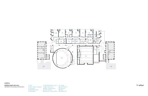 limestone, Gordon Parks Arts Hall, University of Chicago Laboratory Schools, lab school, John Dewey, Valerio Dewalt Train Associates, Neubau, Ateliergebude, Realisierung, Fertigstellung, Glas, Stahl, Beton, Concrete, 2015, 2016, Amercia, Amerika, USA, Nordamerika, Sandstein, Kunst, Medien, Media, Bildung, Lehre, Ausbildung, Privatschule
