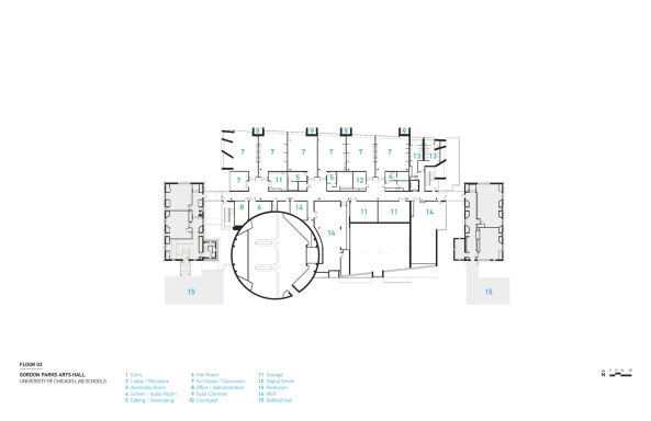 limestone, Gordon Parks Arts Hall, University of Chicago Laboratory Schools, lab school, John Dewey, Valerio Dewalt Train Associates, Neubau, Ateliergebude, Realisierung, Fertigstellung, Glas, Stahl, Beton, Concrete, 2015, 2016, Amercia, Amerika, USA, Nordamerika, Sandstein, Kunst, Medien, Media, Bildung, Lehre, Ausbildung, Privatschule