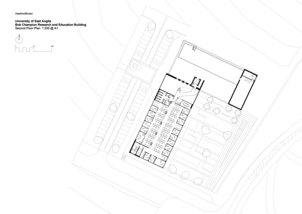 Holzhaus, Holzbau, Laborgeb�ude, Labor Neubau. 2015, England, Great Britain, British architects, Briten, Norwich, University of East Anglia, Hawkins\Brown completes Bob Champion Building, research, Forschungsarchitektur, Forschungsbau, Gewerbegebiet, Uni, education, wood,