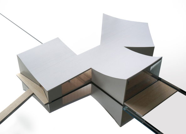 Feng Shui, Granit, Glas, Sphrisches Dach, angewinkelt, Kubus, See, Clubhaus, Galerie, Sulenfrei, Sttzenfrei, See, lake, spheric roofs, 5th facade, clubhouse, gallery, Schmidt Hammer Lassen, China, oak