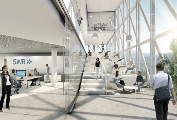 S�dwestrundfunk, Wettbewerb, Gewinner, 1. Preis, Anerkennung, first prize, competition, media centre, Baden-Baden, Germany, Deutschland, Architecture, urbanism, 2016, 2015 decision, glass, steel, lobby, Wurm + Wurm Architekten Ingenieure, JSWD Architekten, Rykart Architekten, struhk architekten, kadawittfeldarchitektur, Jury, Projekt, Gewinnerprojekt