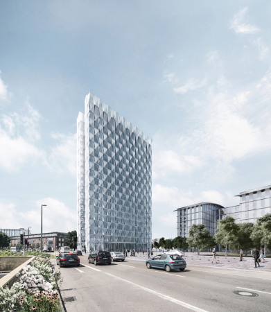 Courtesy Eller + Eller Architekten, MIPIM, Cannes, Future Projects Award AR, Architectural Record, Preisverleihung, Immobilienbranche, Gewinner, Sieger, Overall Winner: BASF Hochhaus in Ludwigshafen von Eller + Eller Architekten, Big Urban Projects, Tabanlioglu Architects, Cultural Regeneration Shenzhen von Mecanoo, Mixed Use, Creative Hub in Paris, NBBJ, Offices, BASF Hochhaus in Ludwigshafen, Eller + Eller Architekten, Old and New, Bispebjerg-Krankenhaus, Kopenhagen, C.F. Mller Architects mit Terroir, Regeneration and Masterplanning, Dune City Mielno in Koszalin, Polen, SAS Studio, Residential, Liaisons in Ruichang, China, MOB architects, Retail and Leisure, Fuente Santa Hot Spring Baths, Fuencaliente, La Palma, gpy arquitectos, Sports and Stadiums, UFCSPA Campus Igara in Canoas, Brasiliein, Ospa Arquitetura, Urbanismo, Tall Buildings: Viceroy Jumeirah Village in Dubai, WS Atkin, Sustainability, Skyfarm-Konzept, Rogers Stirk Harbour + Partners, Jeu d'Esprit Prize, Seerettungsstaion, Rhre, Schweden, Kjellgren Kaminsky Architecture