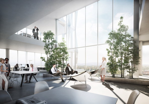 Courtesy Eller + Eller Architekten, MIPIM, Cannes, Future Projects Award AR, Architectural Record, Preisverleihung, Immobilienbranche, Gewinner, Sieger, Overall Winner: BASF Hochhaus in Ludwigshafen von Eller + Eller Architekten, Big Urban Projects, Tabanlioglu Architects, Cultural Regeneration Shenzhen von Mecanoo, Mixed Use, Creative Hub in Paris, NBBJ, Offices, BASF Hochhaus in Ludwigshafen, Eller + Eller Architekten, Old and New, Bispebjerg-Krankenhaus, Kopenhagen, C.F. Mller Architects mit Terroir, Regeneration and Masterplanning, Dune City Mielno in Koszalin, Polen, SAS Studio, Residential, Liaisons in Ruichang, China, MOB architects, Retail and Leisure, Fuente Santa Hot Spring Baths, Fuencaliente, La Palma, gpy arquitectos, Sports and Stadiums, UFCSPA Campus Igara in Canoas, Brasiliein, Ospa Arquitetura, Urbanismo, Tall Buildings: Viceroy Jumeirah Village in Dubai, WS Atkin, Sustainability, Skyfarm-Konzept, Rogers Stirk Harbour + Partners, Jeu d'Esprit Prize, Seerettungsstaion, Rhre, Schweden, Kjellgren Kaminsky Architecture