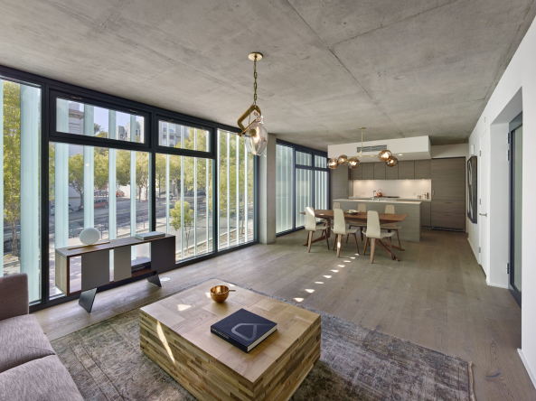 Concrete, Beton Loft, u-frmig, Innenhof, Spiraltreppe, Topografie, San Francisco. Baptist Church, Baptistenkirche, Sonnenschutz, Gebudehlle,Loggia, Durchlftung, air,