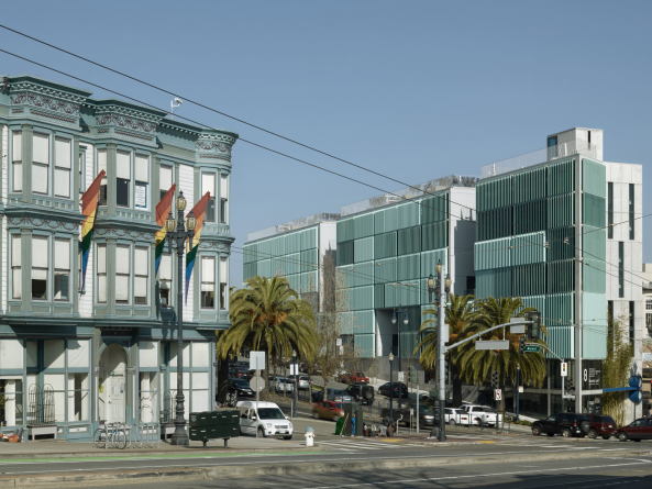 Concrete, Beton Loft, u-frmig, Innenhof, Spiraltreppe, Topografie, San Francisco. Baptist Church, Baptistenkirche, Sonnenschutz, Gebudehlle,Loggia, Durchlftung, air,