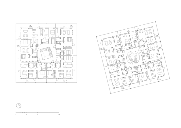 Munksjn See, Munksjn Lake, Nachhaltigkeit, sustainabality, good views and light., Licht, Sicht, eloxiertem Aluminium, anodized aluminium, living, apartments, stairs, central, zentrales Treppenhaus
