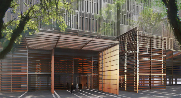 So Paulo, Jean Nouvel, Frankreich, France, Brasilien, 2016, Basil, Rosewood Tower, Cidade Matarazzo, Philippe Starck, Sonia Cheng, Beatriz Milhazes, Saint-Clare Cemin, Umbau, Erweiterung, Ergnzung, Hochhaus, Holz, wood, tree, wooden, high rise, group, Alexandre Allard, Groupe Allard