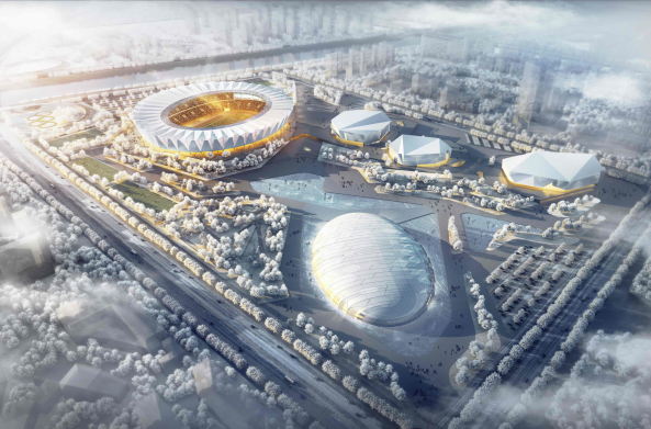 China, Auer Weber, Winter Olympiade, winter olympics, Stadion, Eislauf, ice skating, Peking, competition, Neubau, Sports, Sportpark, 2016, Beijing, winner. 1. prize, China Architecture Design Group CADRI, Beijing Urban Construction & Design Group BJUCD, GMP, China IPPR International Engineering, Wintersport, Zhangjiakou