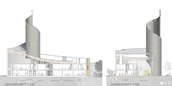 Wettbewerb, Hamburg, Jo Filke, Kirche, Wilhelmsburg, Maximiliam Kolbe,  LH Architekten, akyol kamps : bbp architekten, Thomas Baecker Bettina Kraus, Jury, Petra Kahlfeldt, Hilde Leon, church, restauration, Umnutzung,