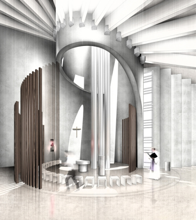 Wettbewerb, Hamburg, Jo Filke, Kirche, Wilhelmsburg, Maximiliam Kolbe,  LH Architekten, akyol kamps : bbp architekten, Thomas Baecker Bettina Kraus, Jury, Petra Kahlfeldt, Hilde Leon, church, restauration, Umnutzung,