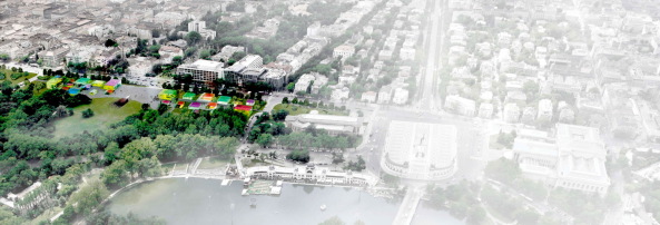 NAPUR architect, Budapest, Sauerbruch Hutton, Berlin, Bjarke Ingels Group, Kopenhagen, Wettbewerb, competition, ethnografische Museum, Neubau, Tor, Liget, Park, Stadtwald, Sou Fujimoto Architects, Ludwig Museum in Budapest, Vallet de Martinis DIID Architectes, result, 1. Preis, Gewinner, first prize, decision, Entscheidung, 2016, Hungary, Bogen, Tor, gate, entrance