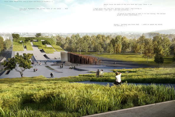 NAPUR architect, Budapest, Sauerbruch Hutton, Berlin, Bjarke Ingels Group, Kopenhagen, Wettbewerb, competition, ethnografische Museum, Neubau, Tor, Liget, Park, Stadtwald, Sou Fujimoto Architects, Ludwig Museum in Budapest, Vallet de Martinis DIID Architectes, result, 1. Preis, Gewinner, first prize, decision, Entscheidung, 2016, Hungary, Bogen, Tor, gate, entrance