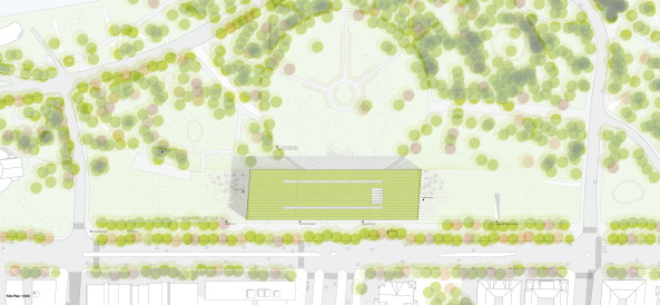 NAPUR architect, Budapest, Sauerbruch Hutton, Berlin, Bjarke Ingels Group, Kopenhagen, Wettbewerb, competition, ethnografische Museum, Neubau, Tor, Liget, Park, Stadtwald, Sou Fujimoto Architects, Ludwig Museum in Budapest, Vallet de Martinis DIID Architectes, result, 1. Preis, Gewinner, first prize, decision, Entscheidung, 2016, Hungary, Bogen, Tor, gate, entrance