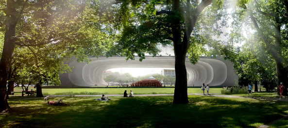 NAPUR architect, Budapest, Sauerbruch Hutton, Berlin, Bjarke Ingels Group, Kopenhagen, Wettbewerb, competition, ethnografische Museum, Neubau, Tor, Liget, Park, Stadtwald, Sou Fujimoto Architects, Ludwig Museum in Budapest, Vallet de Martinis DIID Architectes, result, 1. Preis, Gewinner, first prize, decision, Entscheidung, 2016, Hungary, Bogen, Tor, gate, entrance