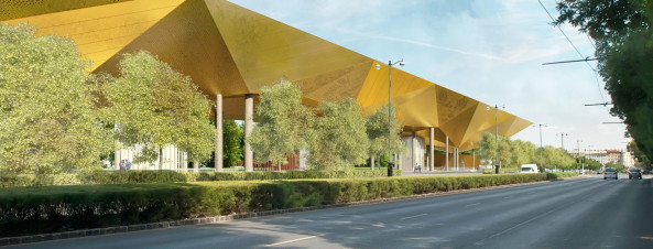 NAPUR architect, Budapest, Sauerbruch Hutton, Berlin, Bjarke Ingels Group, Kopenhagen, Wettbewerb, competition, ethnografische Museum, Neubau, Tor, Liget, Park, Stadtwald, Sou Fujimoto Architects, Ludwig Museum in Budapest, Vallet de Martinis DIID Architectes, result, 1. Preis, Gewinner, first prize, decision, Entscheidung, 2016, Hungary, Bogen, Tor, gate, entrance