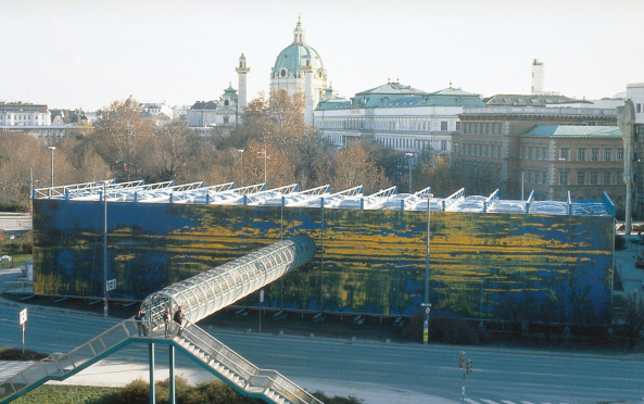 70. Geburtstag, Kunsthalle, Wien, Vienna, Berlin, Zrich, glass, colour, Adolf Krischanitz, facade, Fassade, temporr, ephemer, Universitt der Knste, Missing the Link, Anniversairy