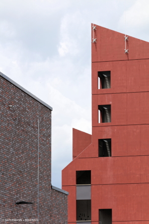 GATERMANN, SCHOSSIG, und, +, Gestering, Knipping, de Vries, feuerwache, hauptfeuerwache, krefeld, mies, van der rohe, neubau, ziegel, klinker, glas, riegel, objekt, brandhaus, feuer, brand, feuerwehr