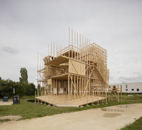 Holz,Timber, ALICE, Dieter Dietz, Ecole Polytechnique Federale de Lausanne, Studenten, students, research, genetic code, DNA, timber frame, Holzrahmen, Remy Melay, Pavillon, temporr, temporary
