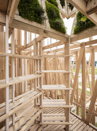 Holz,Timber, ALICE, Dieter Dietz, Ecole Polytechnique Federale de Lausanne, Studenten, students, research, genetic code, DNA, timber frame, Holzrahmen, Remy Melay, Pavillon, temporr, temporary