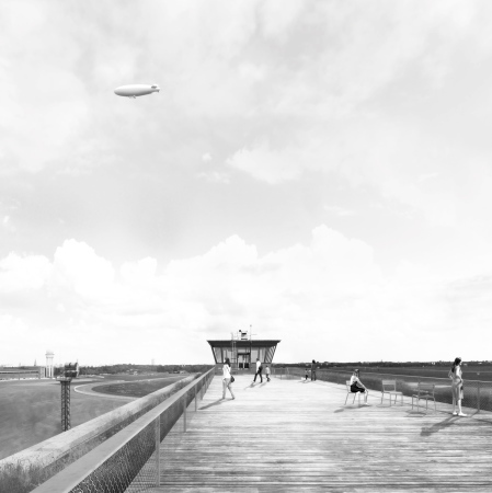 Winking Froh Architekten, :mlzd, Winking Froh Architekten, Bruno Fioretti Marquez Architekten, ARGE Klaus Block, Roland Poppensieker, Projectiles, Neubau, Wettbewerb, Ergebnis, Gewinner, 1. Preis, competition, winner, 1. prize, Tempelhof, Berlin, Park, Aussichtsturm, Tower, 2016, Germany, Tower THF,