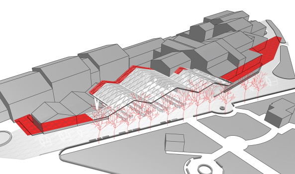 Markthalle, Kroatien, Croatia, Membrandach, 2016, Fertigstellung, Dachkonstruktion, Hndler, Dinko Peračić, Vodice, Stadtzentrum, Faltung, Intervention, Erneuerung, Marktplatz, Urlaubsort