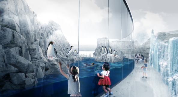 transparent, fabric, textile, walls, platform, landscape, NEUF architect(e)s, KANVA, Montreal, Roger Tallibert, Olympia 1976, Biodom, Naturkundemusuem, 4 ecosystems, 4 �kosysteme, Textilwand, durchsichtig,