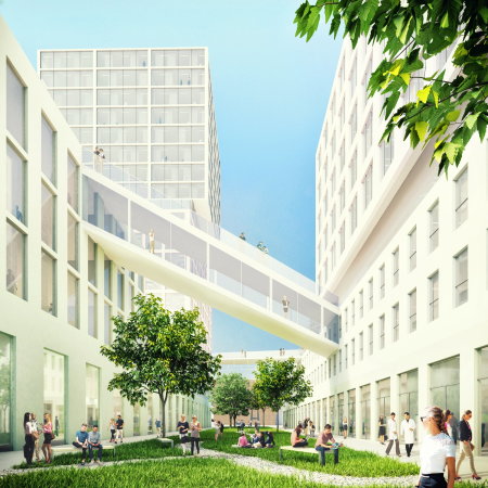 Baunetz, Baunetz-Meldung, Architektur, Architekt, architect, architecture, Architekt gesucht, Meldungen, architecture-news, Architektur Deutschland, deutsche Architekten, german architecture, young architects, MVRDV, Gewinner, Wettbewerb, Competition, 1. Preis, Hamburg, Harburg, Hamburg Innovation Port, 2016, Hafen, Harbour, former Harbour, Zentrum, Hochhaus, Mixed-use, Masterplan, Hanse City, high-tech hub, Harburger Schloss, Channel Hamburg, Winy Maas, Jacob van Rijs,  Nathalie de Vries