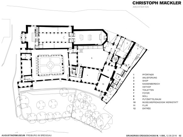 freiburg, breisgau, m�ckler, christoph, neubau, augustinermuseum, historisierend, kirche, barock, gotisch, kreuzgang, kloster, augustiner, felix genzmer, bauabschnitt, zweiter, plastermosaik, schriftzug, grafiksammlung, magazin, ausstellung, museum, Christian Richters, Axel Killian, Hans-Peter Vieser, Rita Eggstein, Thomas Eicken, Florian Bilger, dachstuhl, holz, sanierung, umbau, renovierung