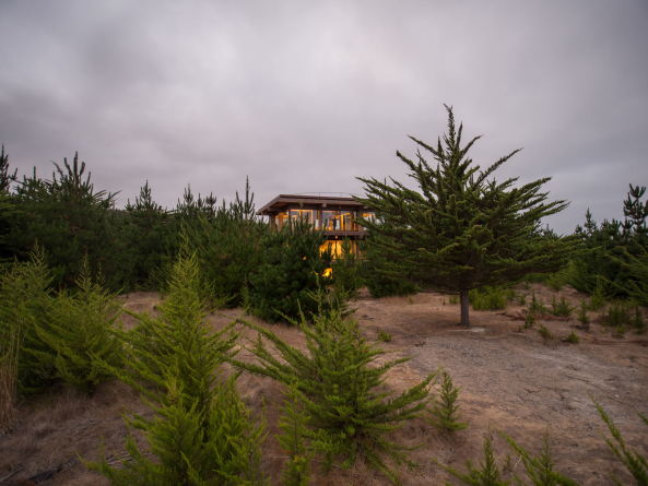 Ferienhaus, chile, beton, holz, konstruktion, pyramide, umgekehrt, wald, wasser, aussicht, dachterrasse, nida, house, pezo von Ellrichshausen, navidad, neubau, sulen, sichtbeton, entasis, wendeltreppe, spiraltreppe, treppe, skulptur, wald, biennale, 2008, luxus, wohnhaus, ferienhaus, privathaus, glas