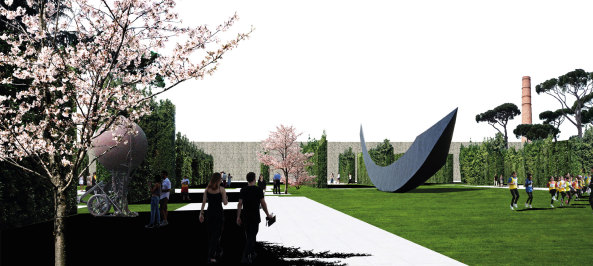 Park, Landschaftsgestaltung, Park-Design, Stadtentwicklung, Kommune, Textilindustrie, baunetz, internationaler Wettbewerb, Verve, Stadterneuerung, mittelalterliches Erbe, r�misches Raster, cardo, decumano