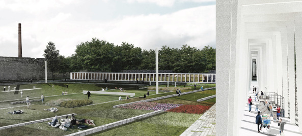 Park, Landschaftsgestaltung, Park-Design, Stadtentwicklung, Kommune, Textilindustrie, baunetz, internationaler Wettbewerb, Verve, Stadterneuerung, mittelalterliches Erbe, rmisches Raster, cardo, decumano