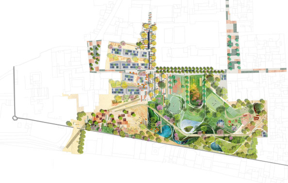 Park, Landschaftsgestaltung, Park-Design, Stadtentwicklung, Kommune, Textilindustrie, baunetz, internationaler Wettbewerb, Verve, Stadterneuerung, mittelalterliches Erbe, rmisches Raster, cardo, decumano