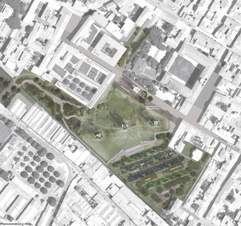 Park, Landschaftsgestaltung, Park-Design, Stadtentwicklung, Kommune, Textilindustrie, baunetz, internationaler Wettbewerb, Verve, Stadterneuerung, mittelalterliches Erbe, rmisches Raster, cardo, decumano