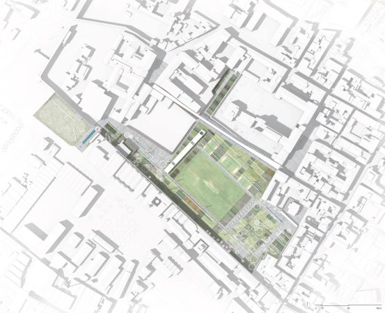 Park, Landschaftsgestaltung, Park-Design, Stadtentwicklung, Kommune, Textilindustrie, baunetz, internationaler Wettbewerb, Verve, Stadterneuerung, mittelalterliches Erbe, rmisches Raster, cardo, decumano