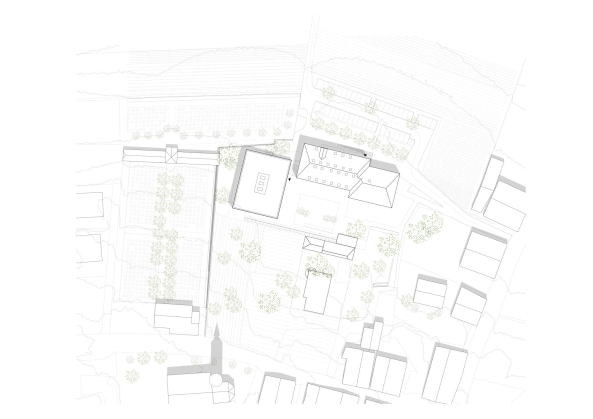 Schenker Salvi Weber, Tirol, sterreich, Bern, Wien, Absam, Kindergarten, Wallfahrtskirche, Jakobsweg, offen, open, kindergarden, Karwendelgebirge,  unterirdische Halle, Holzbauweise, timber construction, underground hall, Turnhalle, Konzertsaal