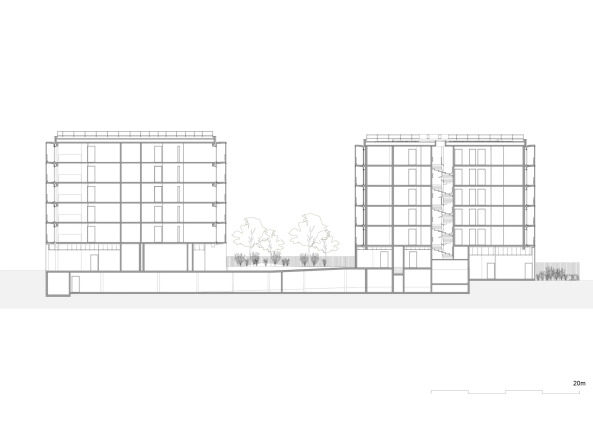 Ulrich Schwarz, kempe thill, atelier, neubau, montmartre, paris, wohnungsbau, sozialer, glas, wintergarten, wintergrten, hof, innenhof, garten, dichte, boulevard Priphrique, stadterneuerung, konversion, systematisch, konzeptuell, prototyp