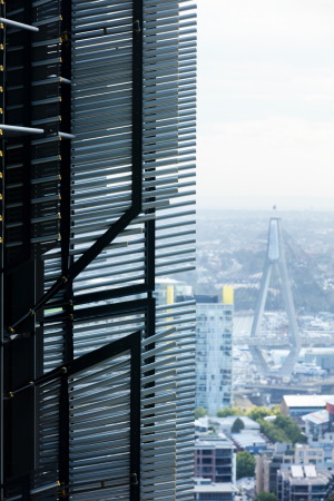 Rogers Stirk Harbour Partners, Sydney, tower, siblings, Turm, Lamellen, bunt, colours, urban renewal project, Port Jackson, Bangaroo South, landlease, Baunetz, Brett Boardman