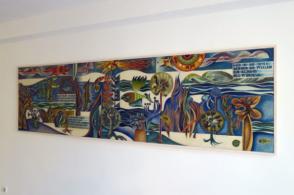 FRANKFURT ODER: Tafelbild von Sabine Rachold-Weyrauch von 1968 in einer DDR-Poliklinik.