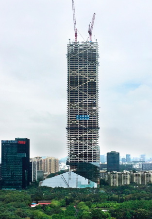 China, Shenzhen, Morphosis, Hochhaus, Officebuilding, Brogebude, Freistehender Gebudekern, detached core building, Skycraper
