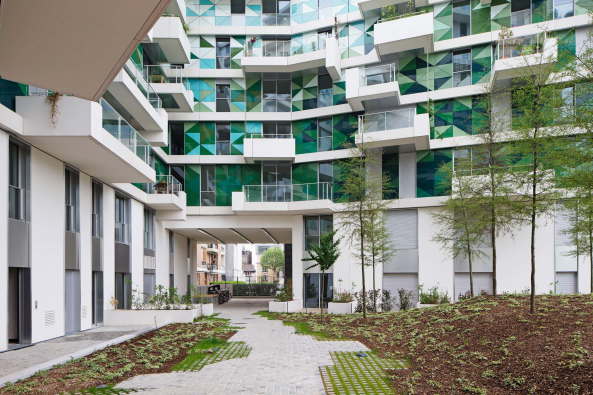 Wohnhaus, Frankreich, Boulogne-Billancourt, ZAC, Entwicklungsgebiet, Beckmann-N�Th�p�, ALIS, Locked-In-Syndrom, Locked-In-Syndrome, ZAC Seguin Rives de Seine, Paris, Javier Callejas, Olivier Amsellem, Christophe Valtin, enamelled glass