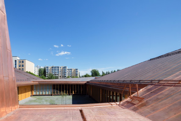 OOPEAA, Office for Peripheral Architecture, Anssi Lassila, Helsinki, Espoo, Finland, Finnland, Kirche, Kapelle, Church, Chapel, Suvela Chapel, Kindergarten, Cupper, Timber, Wood, Kupfer, Holz, Pop, Christentum, MIka Huisman, Proberaum, Gemeindezentrum, Marc Goodman, archmospheres